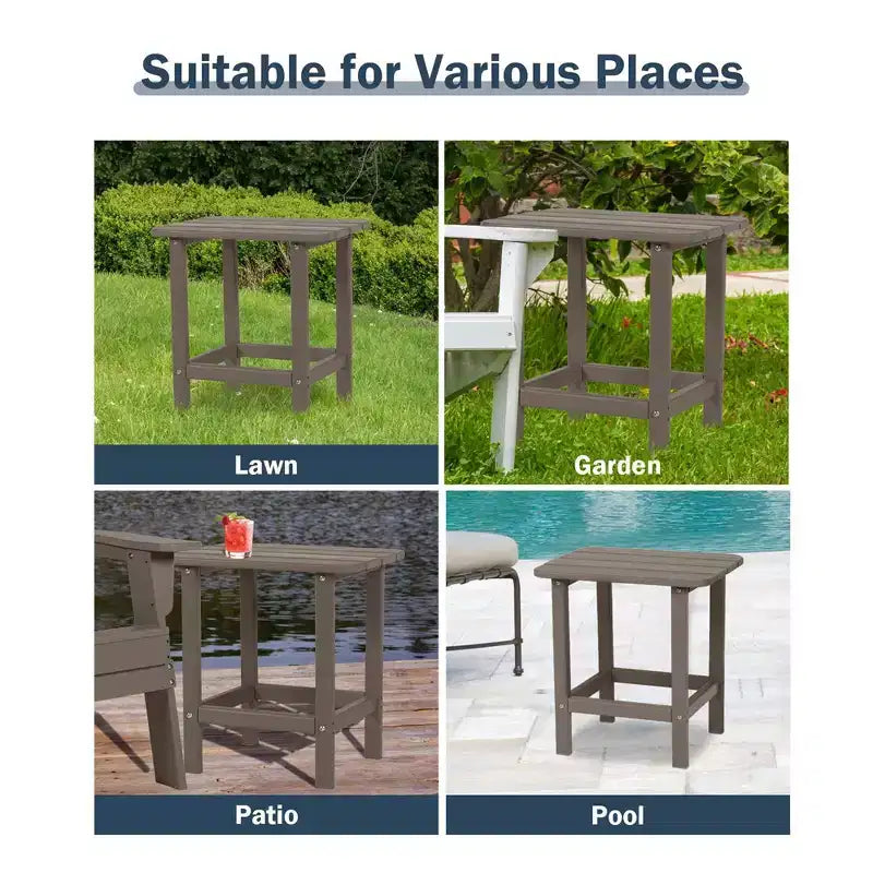 Tavolino laterale da esterno Adirondack Aoodor in HDPE, design classico moderno, alta qualità, facile da montare, tavolino versatile per patio, giardino, prato