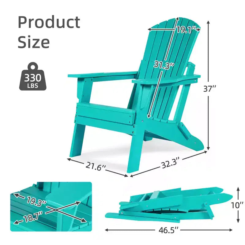 Aoodor Sedia Pieghevole Adirondack in HDPE per Esterni, Resistente alle Intemperie, per Patio, Giardino, Cortile, Prato, Focolare