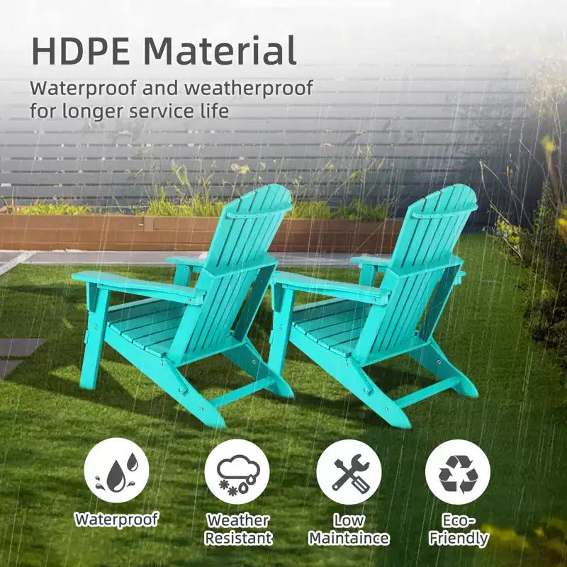 Aoodor Sedia Pieghevole Adirondack in HDPE per Esterni, Resistente alle Intemperie, per Patio, Giardino, Cortile, Prato, Focolare