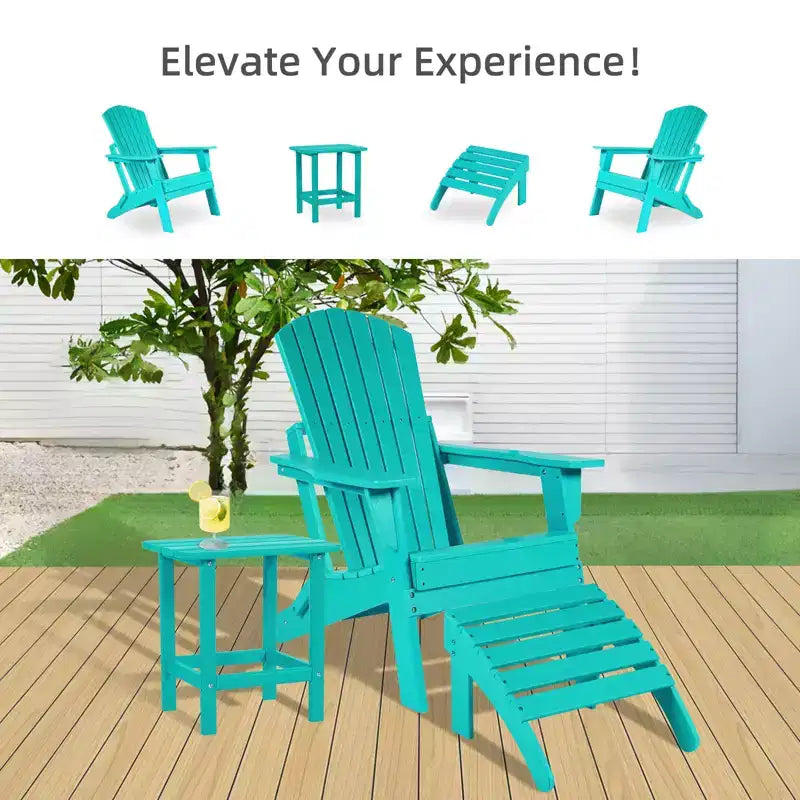 Aoodor Sedia Pieghevole Adirondack in HDPE per Esterni, Resistente alle Intemperie, per Patio, Giardino, Cortile, Prato, Focolare