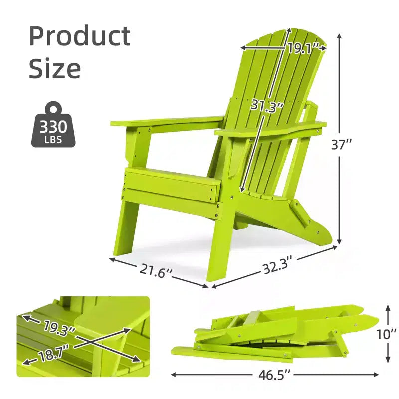 Aoodor Sedia Pieghevole Adirondack in HDPE per Esterni, Resistente alle Intemperie, per Patio, Giardino, Cortile, Prato, Focolare