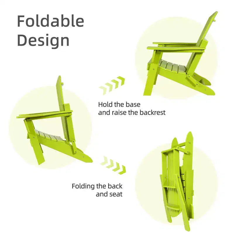Aoodor Sedia Pieghevole Adirondack in HDPE per Esterni, Resistente alle Intemperie, per Patio, Giardino, Cortile, Prato, Focolare
