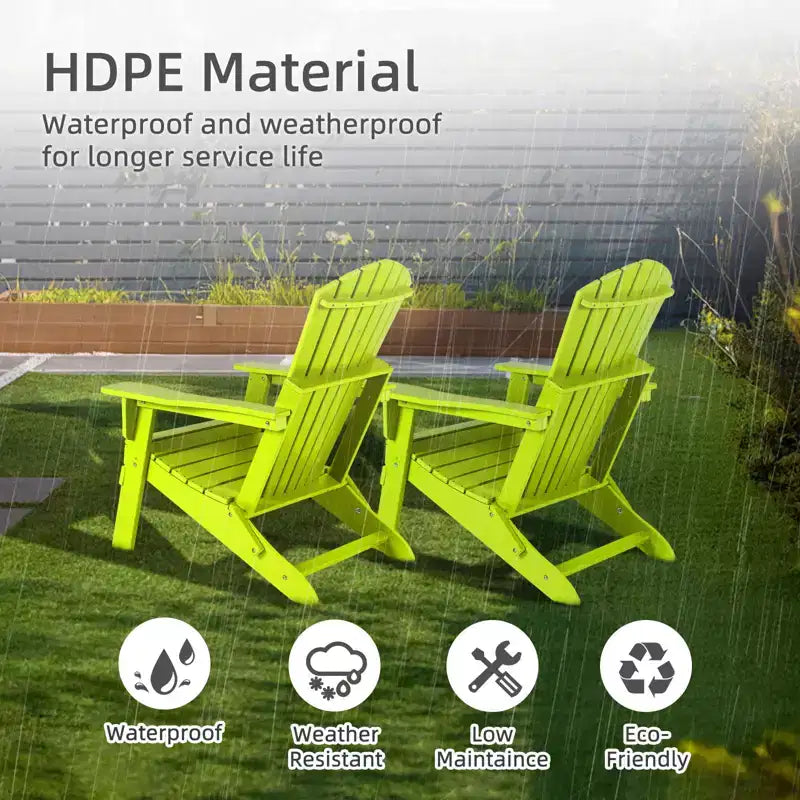 Aoodor Sedia Pieghevole Adirondack in HDPE per Esterni, Resistente alle Intemperie, per Patio, Giardino, Cortile, Prato, Focolare