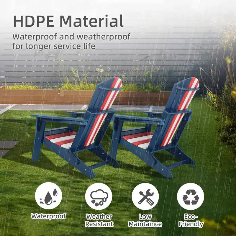 Aoodor Sedia Pieghevole Adirondack in HDPE per Esterni, Resistente alle Intemperie, per Patio, Giardino, Cortile, Prato, Focolare