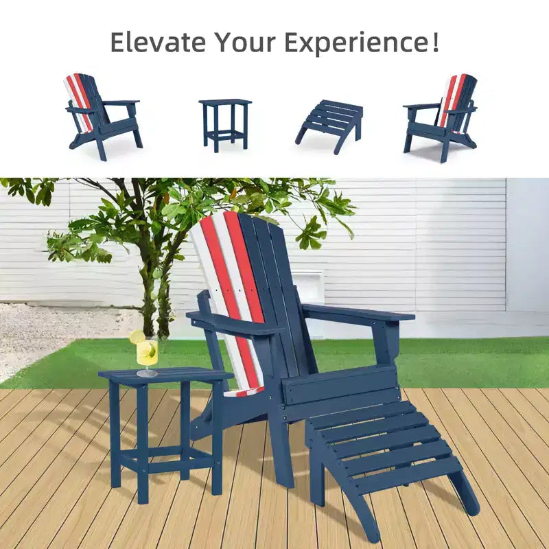 Aoodor Sedia Pieghevole Adirondack in HDPE per Esterni, Resistente alle Intemperie, per Patio, Giardino, Cortile, Prato, Focolare