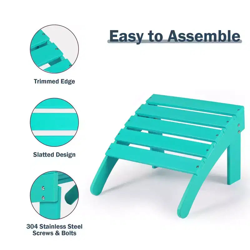 Aoodor Ottomana Adirondack da Esterno, Ottomana per Sedia Adirondack in HDPE, Resistente alle Intemperie per Patio, Portico, Cortile, Giardino, Prato, Terrazza