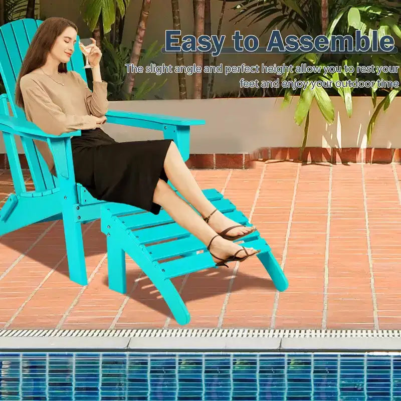 Aoodor Ottomana Adirondack da Esterno, Ottomana per Sedia Adirondack in HDPE, Resistente alle Intemperie per Patio, Portico, Cortile, Giardino, Prato, Terrazza