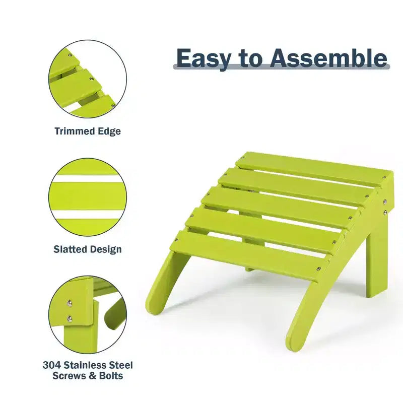 Aoodor Ottomana Adirondack da Esterno, Ottomana per Sedia Adirondack in HDPE, Resistente alle Intemperie per Patio, Portico, Cortile, Giardino, Prato, Terrazza