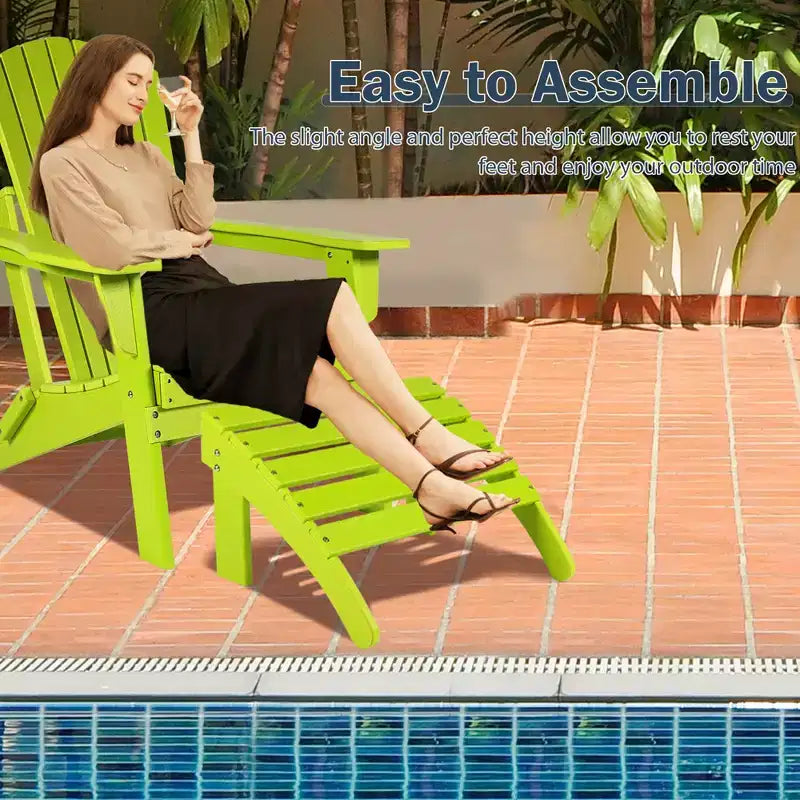 Aoodor Ottomana Adirondack da Esterno, Ottomana per Sedia Adirondack in HDPE, Resistente alle Intemperie per Patio, Portico, Cortile, Giardino, Prato, Terrazza