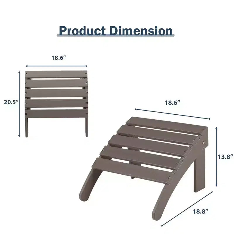Aoodor Ottomana Adirondack da Esterno, Ottomana per Sedia Adirondack in HDPE, Resistente alle Intemperie per Patio, Portico, Cortile, Giardino, Prato, Terrazza