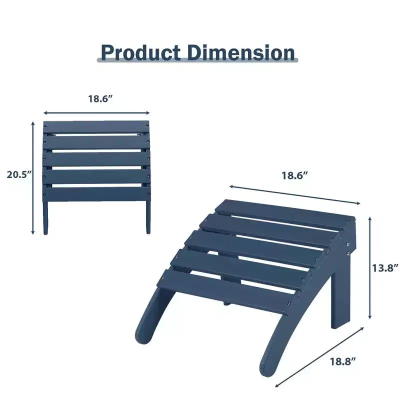 Aoodor Ottomana Adirondack da Esterno, Ottomana per Sedia Adirondack in HDPE, Resistente alle Intemperie per Patio, Portico, Cortile, Giardino, Prato, Terrazza