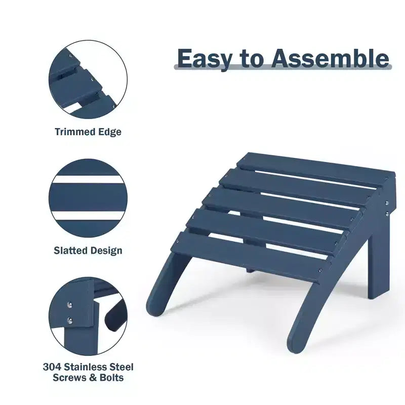 Aoodor Ottomana Adirondack da Esterno, Ottomana per Sedia Adirondack in HDPE, Resistente alle Intemperie per Patio, Portico, Cortile, Giardino, Prato, Terrazza