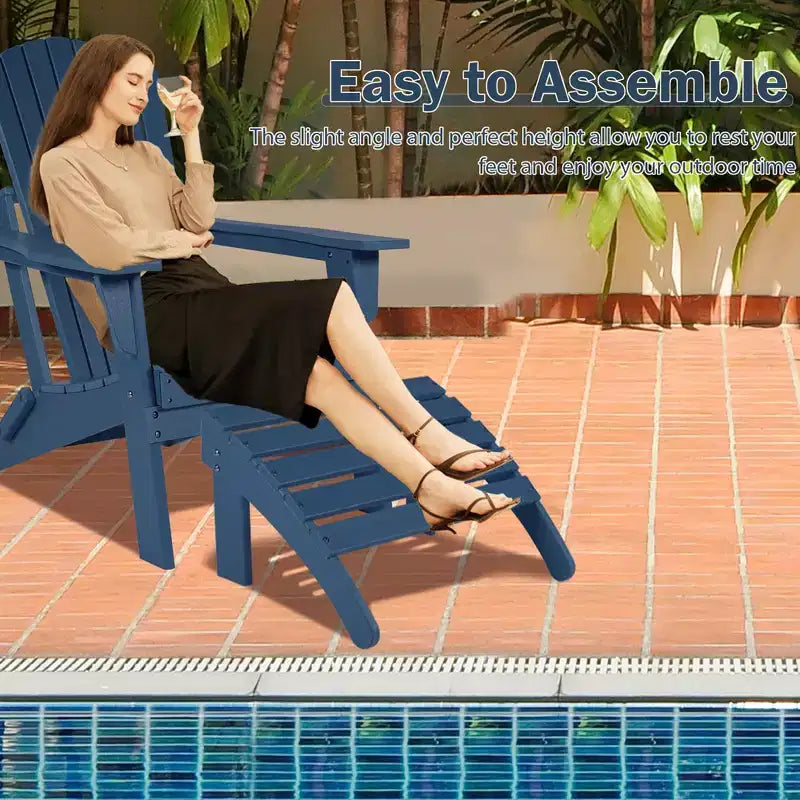 Aoodor Ottomana Adirondack da Esterno, Ottomana per Sedia Adirondack in HDPE, Resistente alle Intemperie per Patio, Portico, Cortile, Giardino, Prato, Terrazza