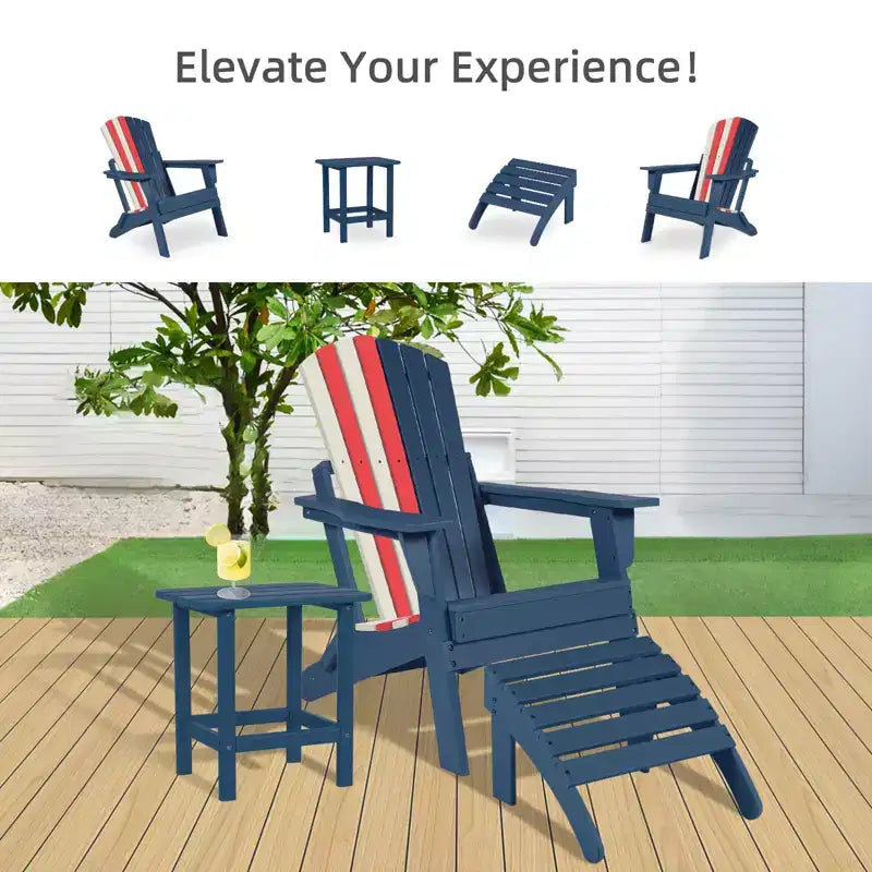 Aoodor Ottomana Adirondack da Esterno, Ottomana per Sedia Adirondack in HDPE, Resistente alle Intemperie per Patio, Portico, Cortile, Giardino, Prato, Terrazza