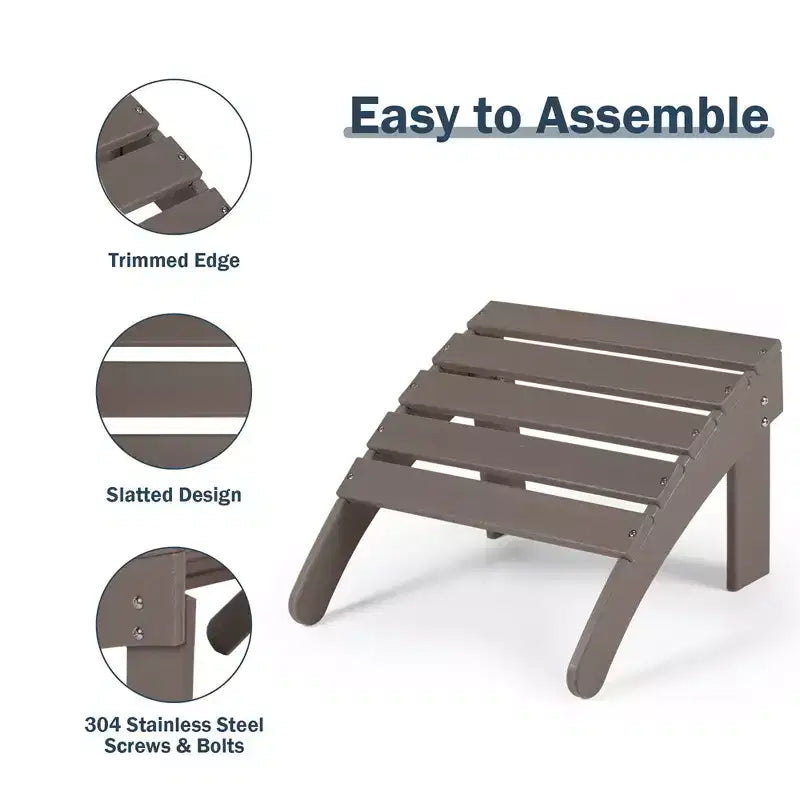 Aoodor Ottomana Adirondack da Esterno, Ottomana per Sedia Adirondack in HDPE, Resistente alle Intemperie per Patio, Portico, Cortile, Giardino, Prato, Terrazza