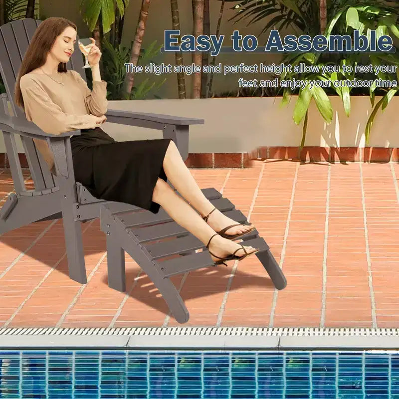 Aoodor Ottomana Adirondack da Esterno, Ottomana per Sedia Adirondack in HDPE, Resistente alle Intemperie per Patio, Portico, Cortile, Giardino, Prato, Terrazza