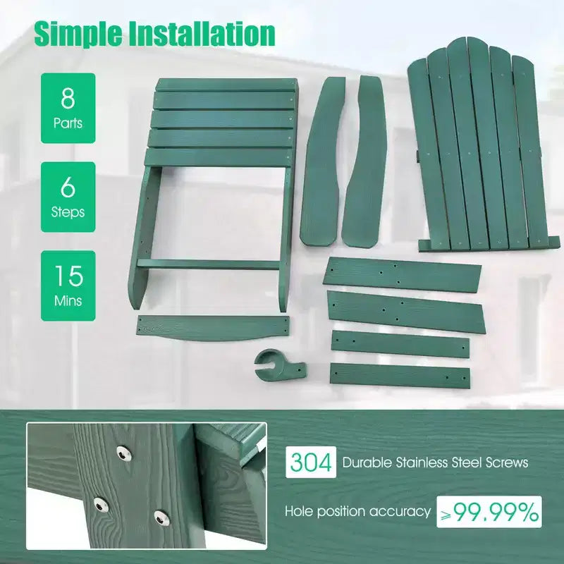 Costway Sedia Adirondack HIPS con Portabicchieri e Cuscino Nero/Verde/Blu Navy/Grigio/Bianco/Giallo