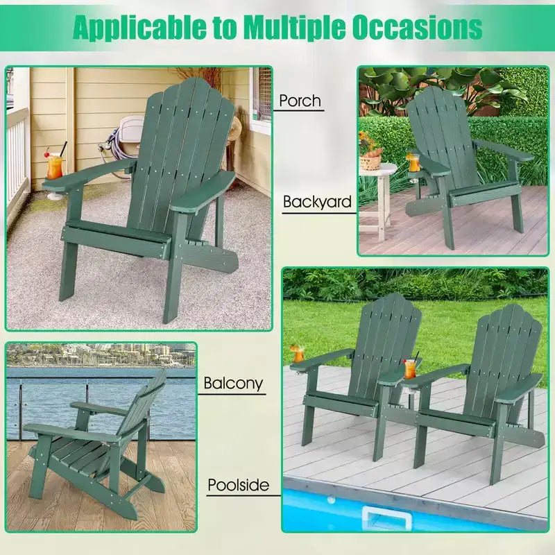 Costway Sedia Adirondack HIPS con Portabicchieri e Cuscino Nero/Verde/Blu Navy/Grigio/Bianco/Giallo