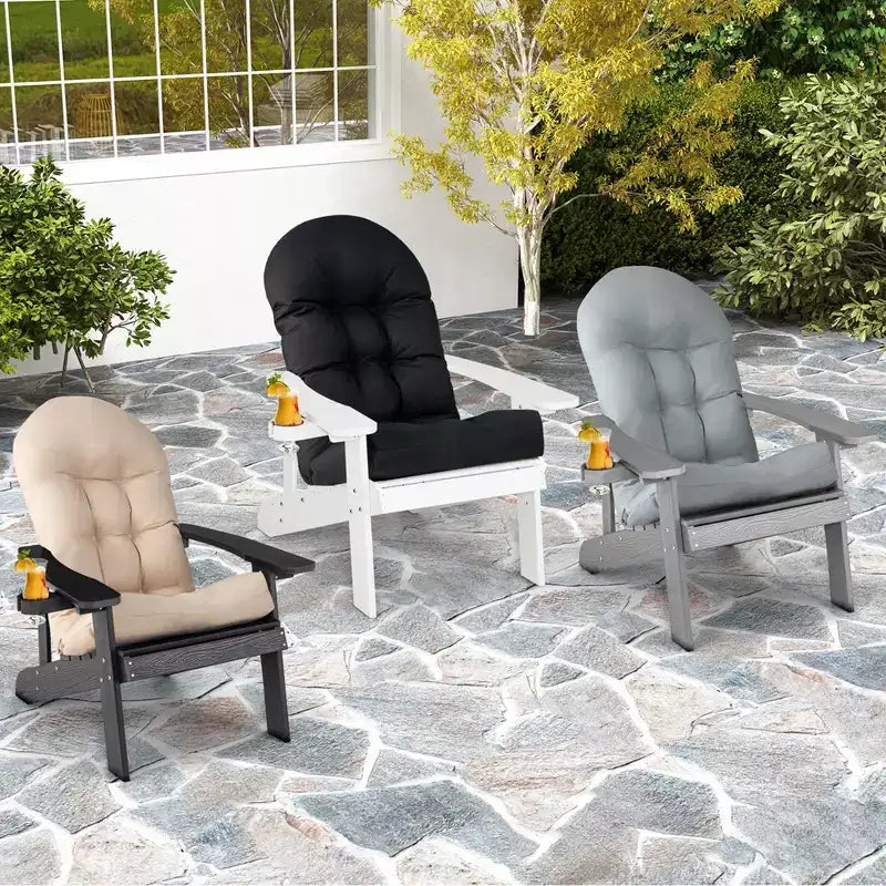 Costway Sedia Adirondack HIPS con Portabicchieri e Cuscino Nero/Verde/Blu Navy/Grigio/Bianco/Giallo