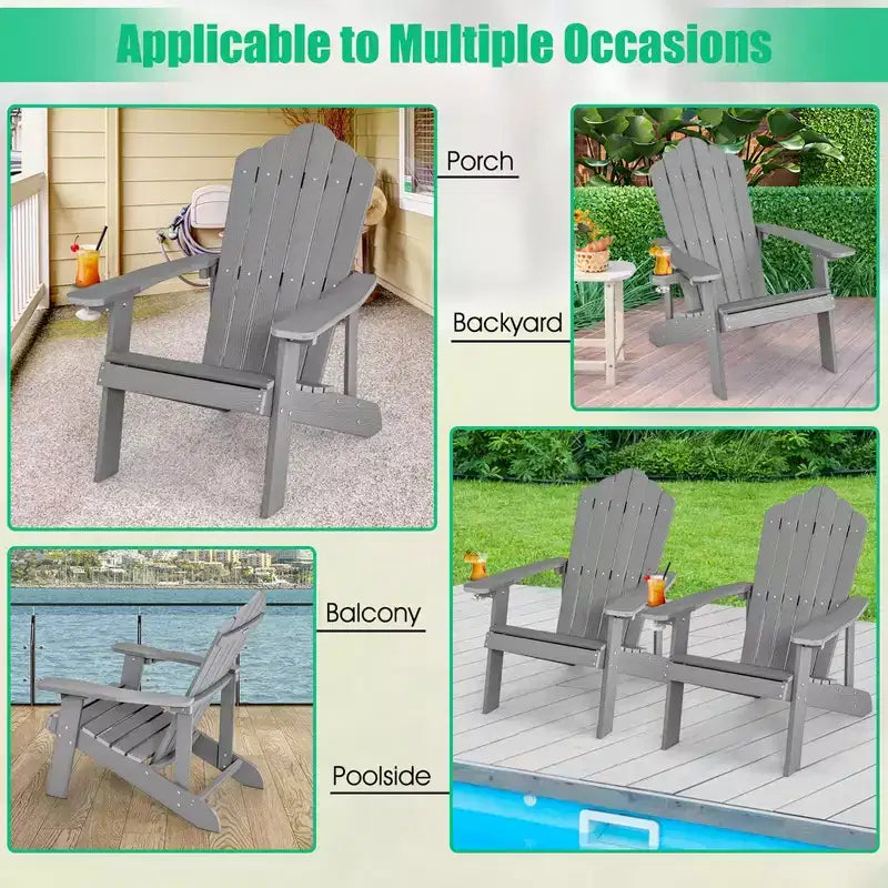 Costway Sedia Adirondack HIPS con Portabicchieri e Cuscino Nero/Verde/Blu Navy/Grigio/Bianco/Giallo
