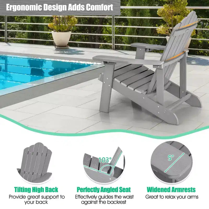 Costway Sedia Adirondack HIPS con Portabicchieri e Cuscino Nero/Verde/Blu Navy/Grigio/Bianco/Giallo