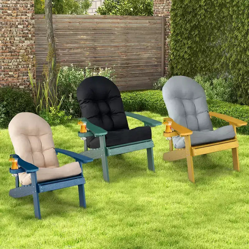 Costway Sedia Adirondack HIPS con Portabicchieri e Cuscino Nero/Verde/Blu Navy/Grigio/Bianco/Giallo