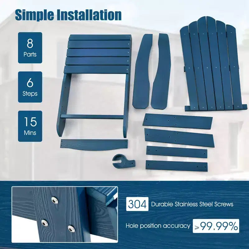 Costway Sedia Adirondack HIPS con Portabicchieri e Cuscino Nero/Verde/Blu Navy/Grigio/Bianco/Giallo