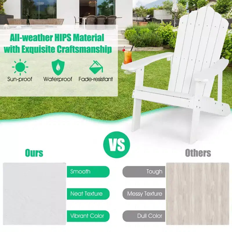 Costway Sedia Adirondack HIPS con Portabicchieri e Cuscino Nero/Verde/Blu Navy/Grigio/Bianco/Giallo