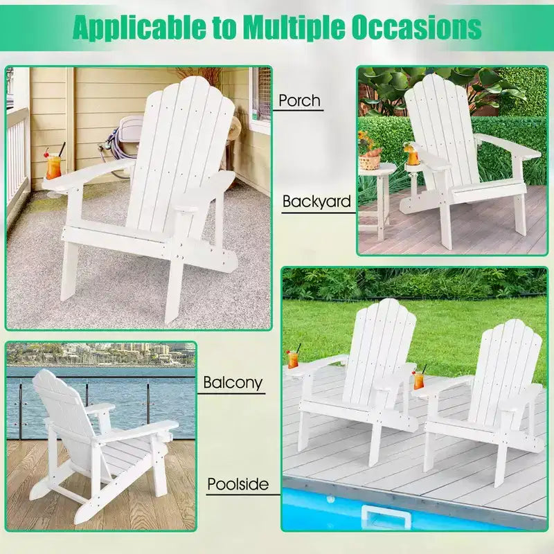Costway Sedia Adirondack HIPS con Portabicchieri e Cuscino Nero/Verde/Blu Navy/Grigio/Bianco/Giallo