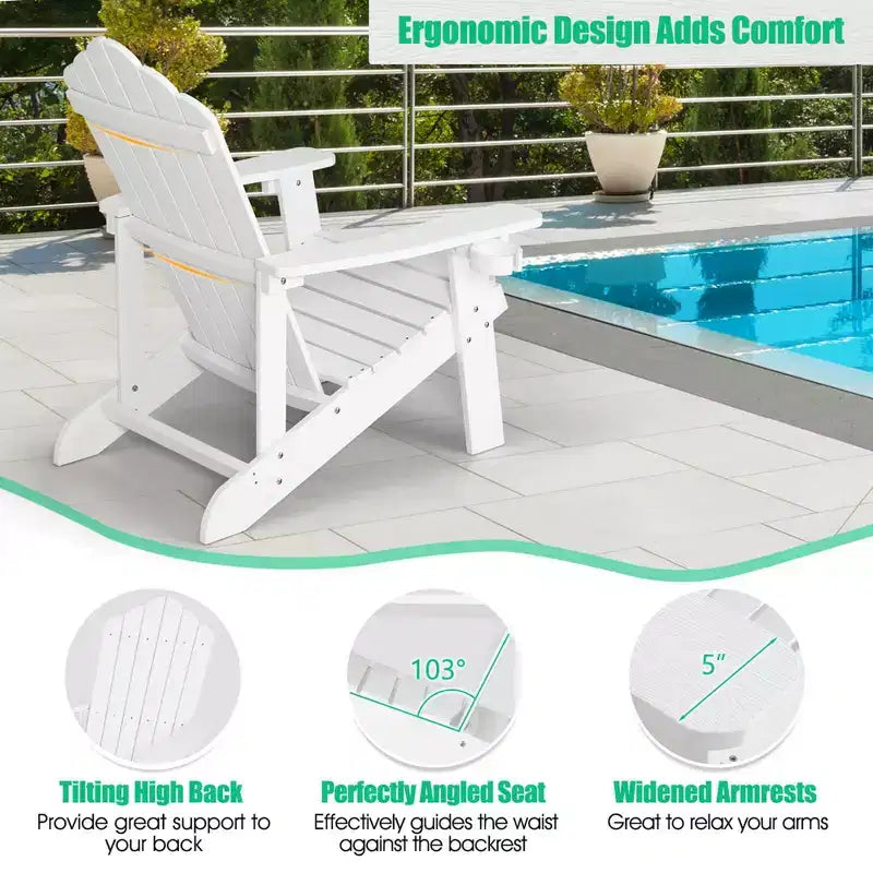 Costway Sedia Adirondack HIPS con Portabicchieri e Cuscino Nero/Verde/Blu Navy/Grigio/Bianco/Giallo
