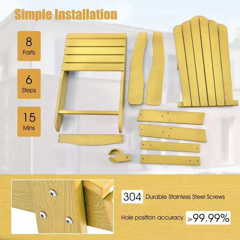 Costway Sedia Adirondack HIPS con Portabicchieri e Cuscino Nero/Verde/Blu Navy/Grigio/Bianco/Giallo