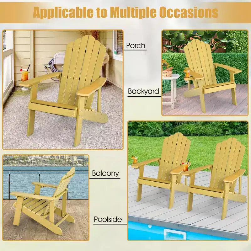 Costway Sedia Adirondack HIPS con Portabicchieri e Cuscino Nero/Verde/Blu Navy/Grigio/Bianco/Giallo