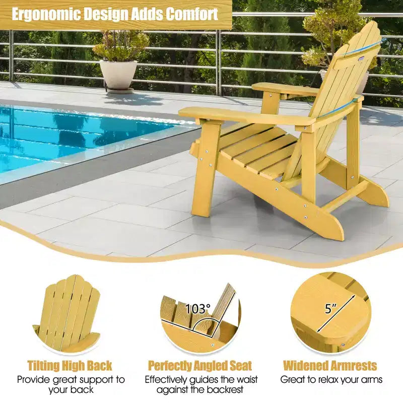 Costway Sedia Adirondack HIPS con Portabicchieri e Cuscino Nero/Verde/Blu Navy/Grigio/Bianco/Giallo