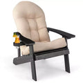 Costway Adirondack Chair HIPS Adirondack Chair with Cup Holder & Cushion Black/Green/Navy/Grey/White/Yellow