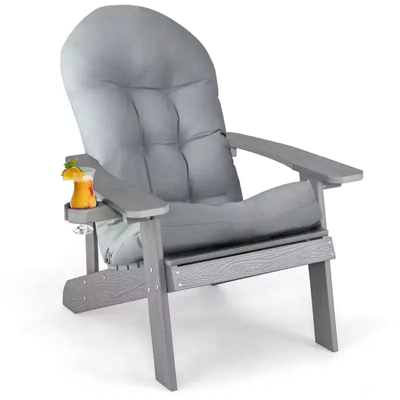 Chaise Adirondack Costway Chaise Adirondack HIPS avec Porte-gobelet et Coussin Noir/Vert/Bleu marine/Gris/Blanc/Jaune