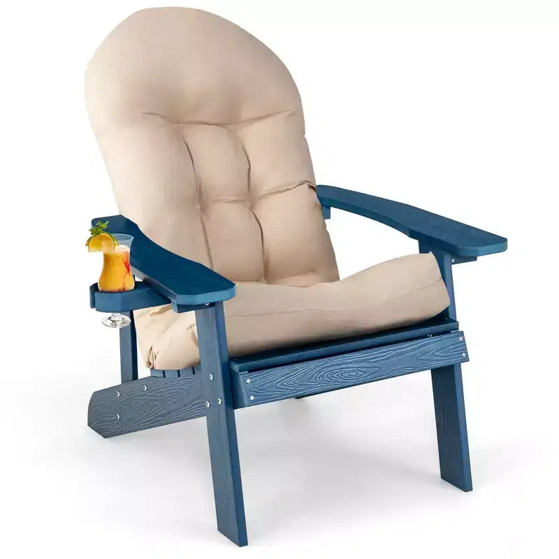 Chaise Adirondack Costway Chaise Adirondack HIPS avec Porte-gobelet et Coussin Noir/Vert/Bleu marine/Gris/Blanc/Jaune