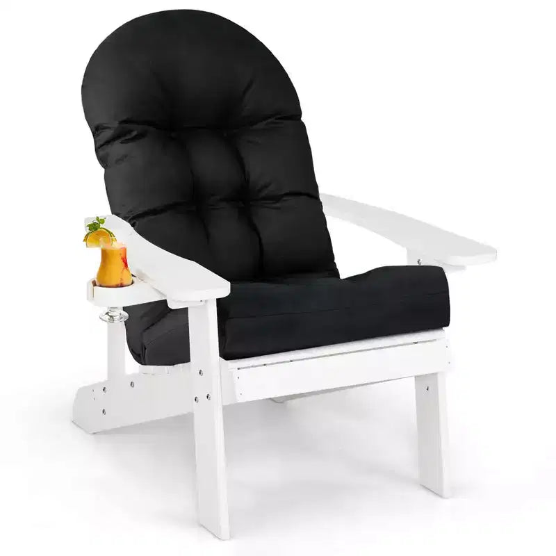 Chaise Adirondack Costway Chaise Adirondack HIPS avec Porte-gobelet et Coussin Noir/Vert/Bleu marine/Gris/Blanc/Jaune