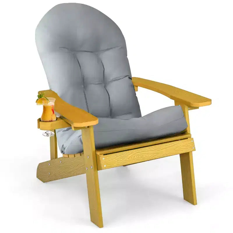 Chaise Adirondack Costway Chaise Adirondack HIPS avec Porte-gobelet et Coussin Noir/Vert/Bleu marine/Gris/Blanc/Jaune