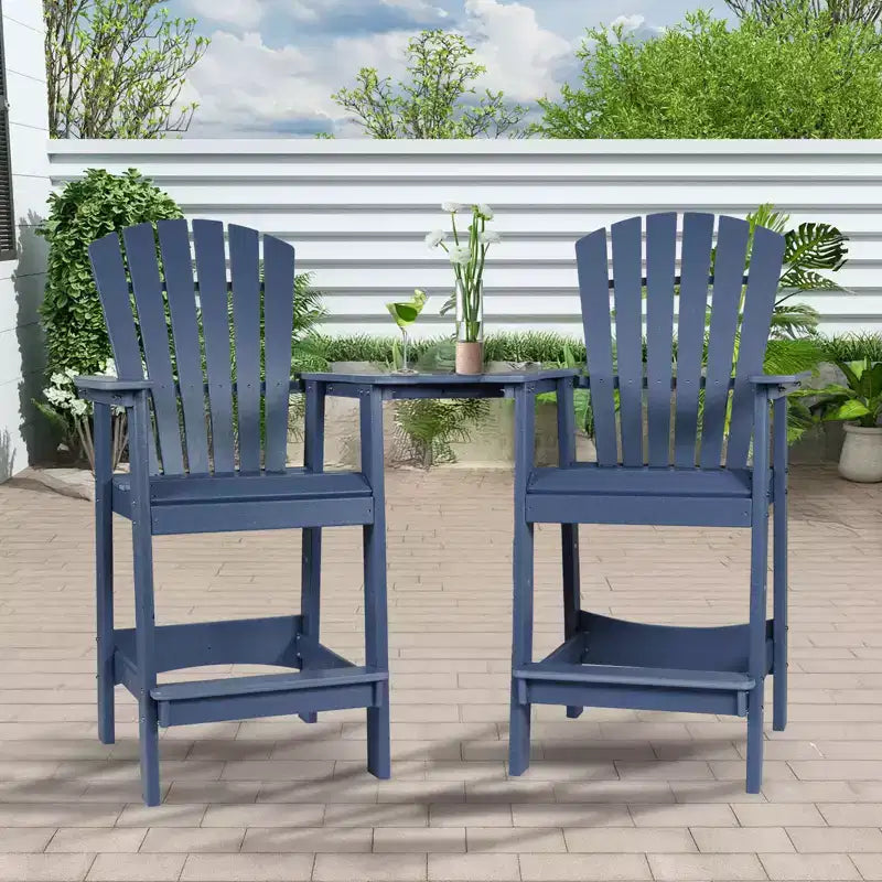 Aoodor Sedie Adirondack Alte Set da 2, Sgabello da Bar per Patio in HDPE con Vassoio Connettore, Sedia da Balcone per Tutte le Stagioni