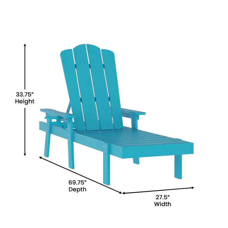 Set di 2 sedie a sdraio Adirondack regolabili Emma e Oliver in HDPE riciclato con portabicchieri a scomparsa per interni/esterni