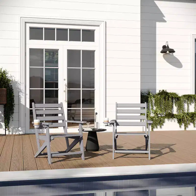 Merrick Lane Sedia Adirondack da Interno/Esterno con Portabicchieri Pieghevole, Sedia Adirondack in HDPE Riciclato Resistente a Tutte le Condizioni Atmosferiche