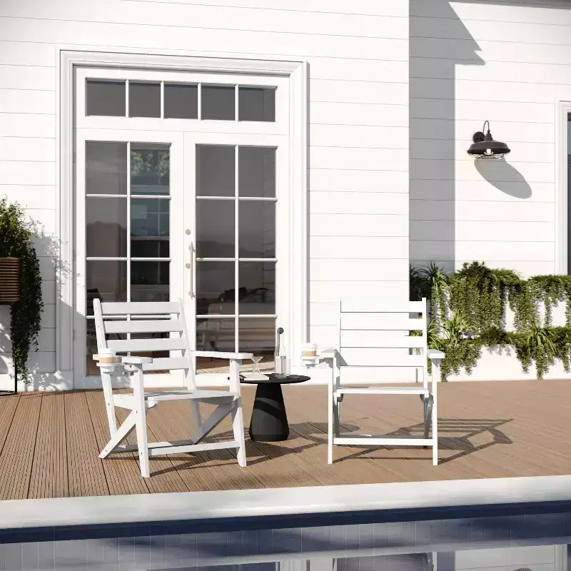Merrick Lane Sedia Adirondack da Interno/Esterno con Portabicchieri Pieghevole, Sedia Adirondack in HDPE Riciclato Resistente a Tutte le Condizioni Atmosferiche