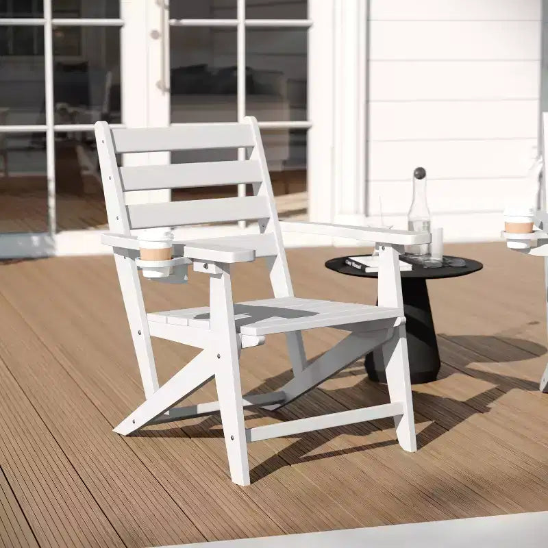 Merrick Lane Sedia Adirondack da Interno/Esterno con Portabicchieri Pieghevole, Sedia Adirondack in HDPE Riciclato Resistente a Tutte le Condizioni Atmosferiche