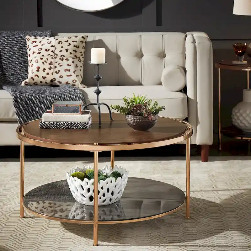 Set di tavolini da caffè Celsus color oro champagne con contenitore di iNSPIRE Q Bold