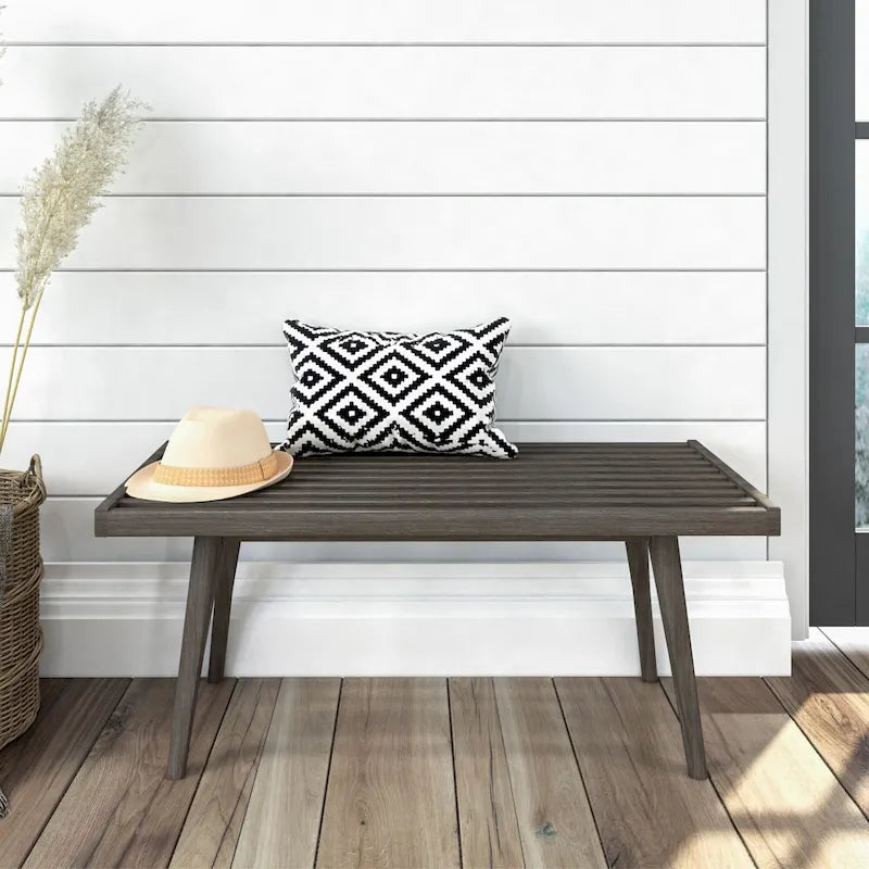Panca da Ingresso Singola in Legno Mid-Century Plank and Beam - 41,3 L x 16,5 P x 17,5 H