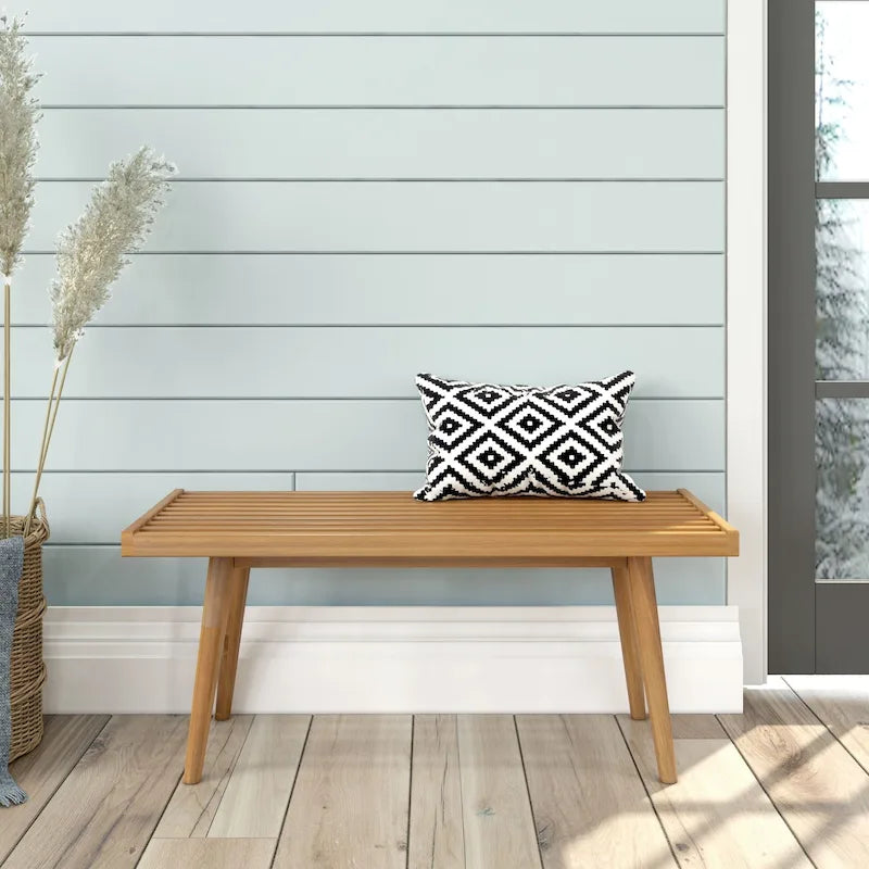 Panca da Ingresso Singola in Legno Mid-Century Plank and Beam - 41,3 L x 16,5 P x 17,5 H