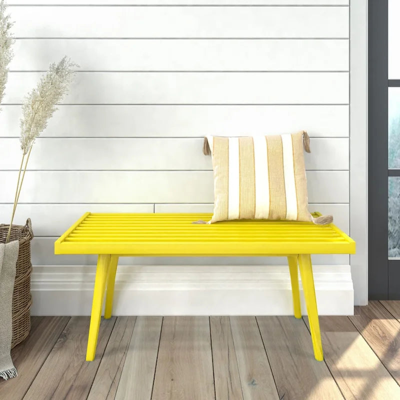 Panca da Ingresso Singola in Legno Mid-Century Plank and Beam - 41,3 L x 16,5 P x 17,5 H