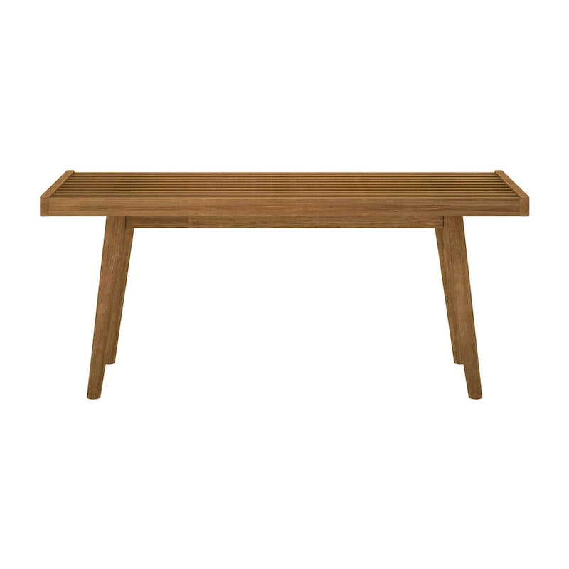 Panca da Ingresso Singola in Legno Mid-Century Plank and Beam - 41,3 L x 16,5 P x 17,5 H