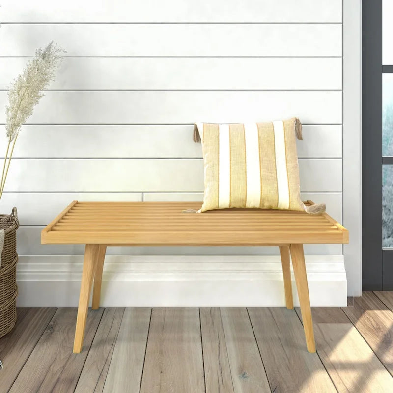 Panca da Ingresso Singola in Legno Mid-Century Plank and Beam - 41,3 L x 16,5 P x 17,5 H