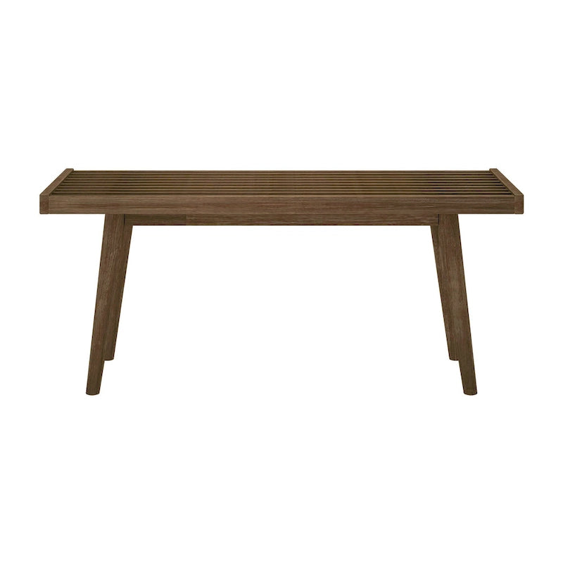 Panca da Ingresso Singola in Legno Mid-Century Plank and Beam - 41,3 L x 16,5 P x 17,5 H